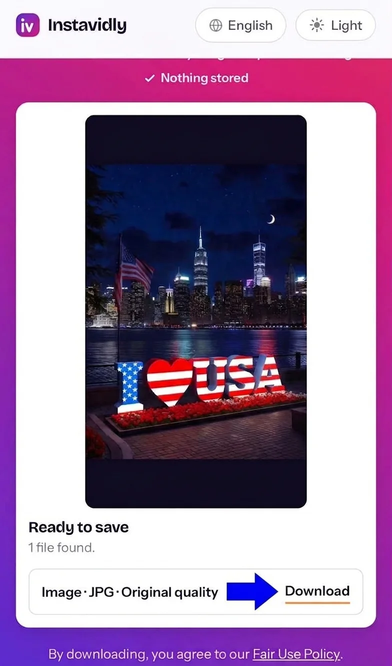 Instavidly listing every image from an Instagram post ready to save